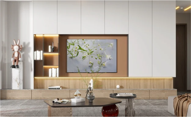 Ứng dụng tấm ốp tại v&aacute;ch tivi &middot; Galawood